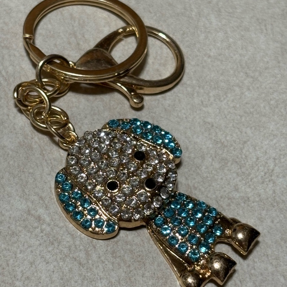 Gold and Blue Dog Keychain